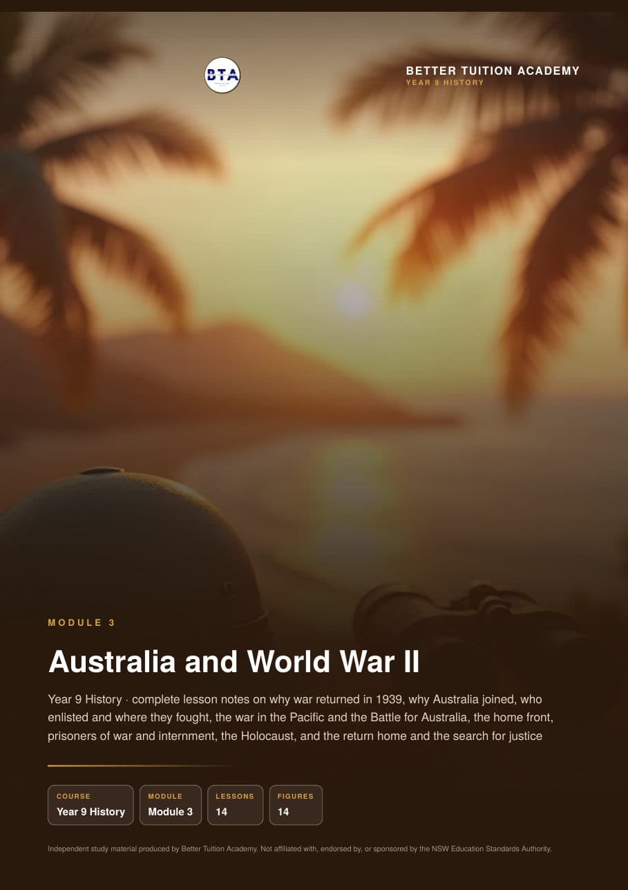 Sample page 1 of the Australia and World War II study guide