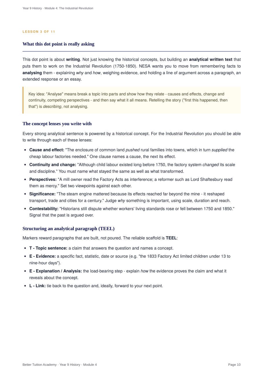 Sample page 5 of the Industrial Revolution study guide
