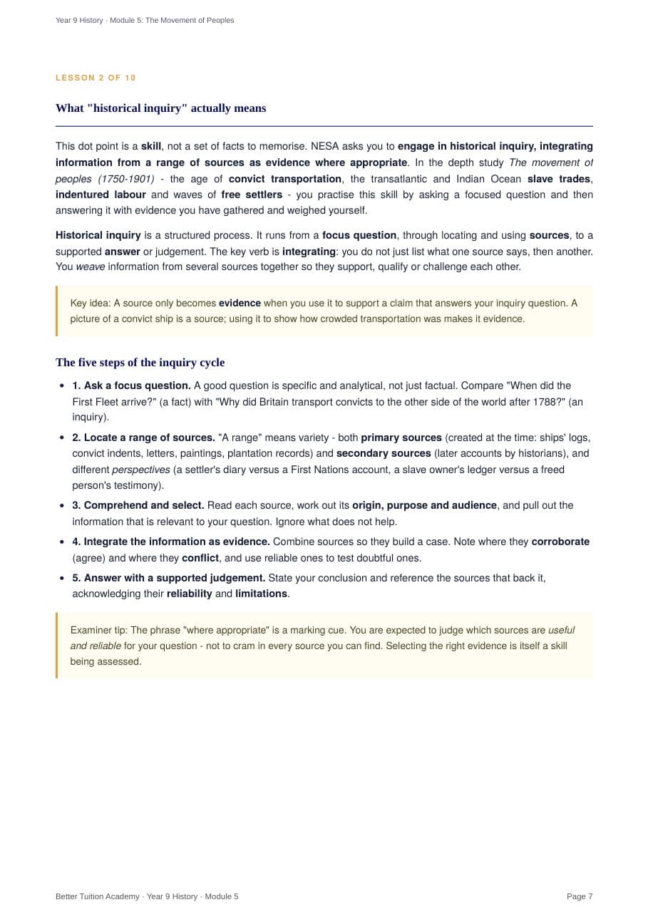 Sample page 4 of the Movement of Peoples study guide