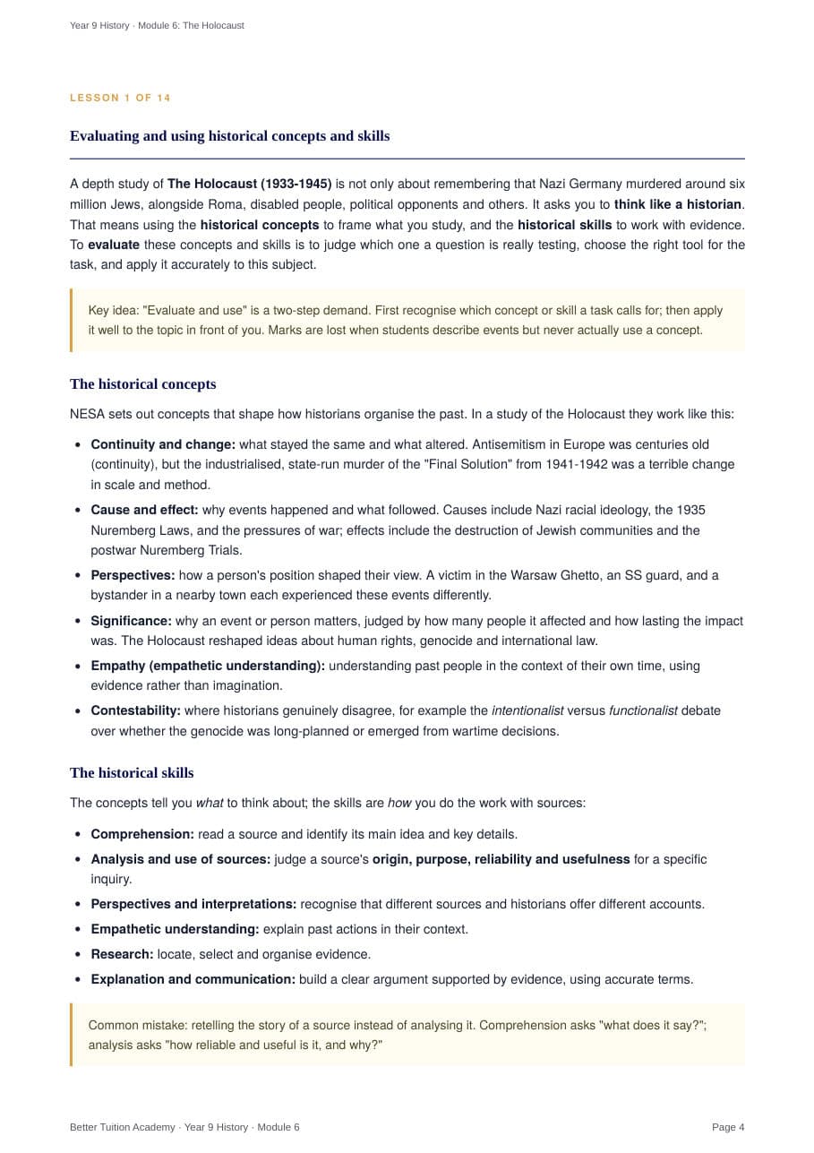 Sample page 3 of the Holocaust study guide