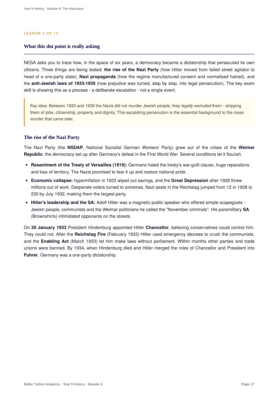 Sample page 6 of the Holocaust study guide