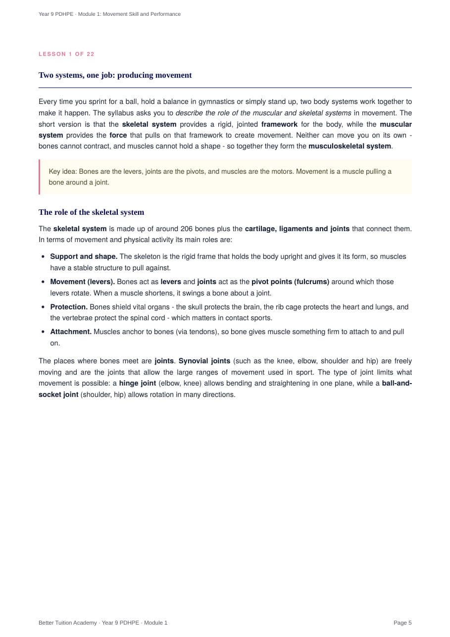 Sample page 3 of the Movement Skill and Performance study guide