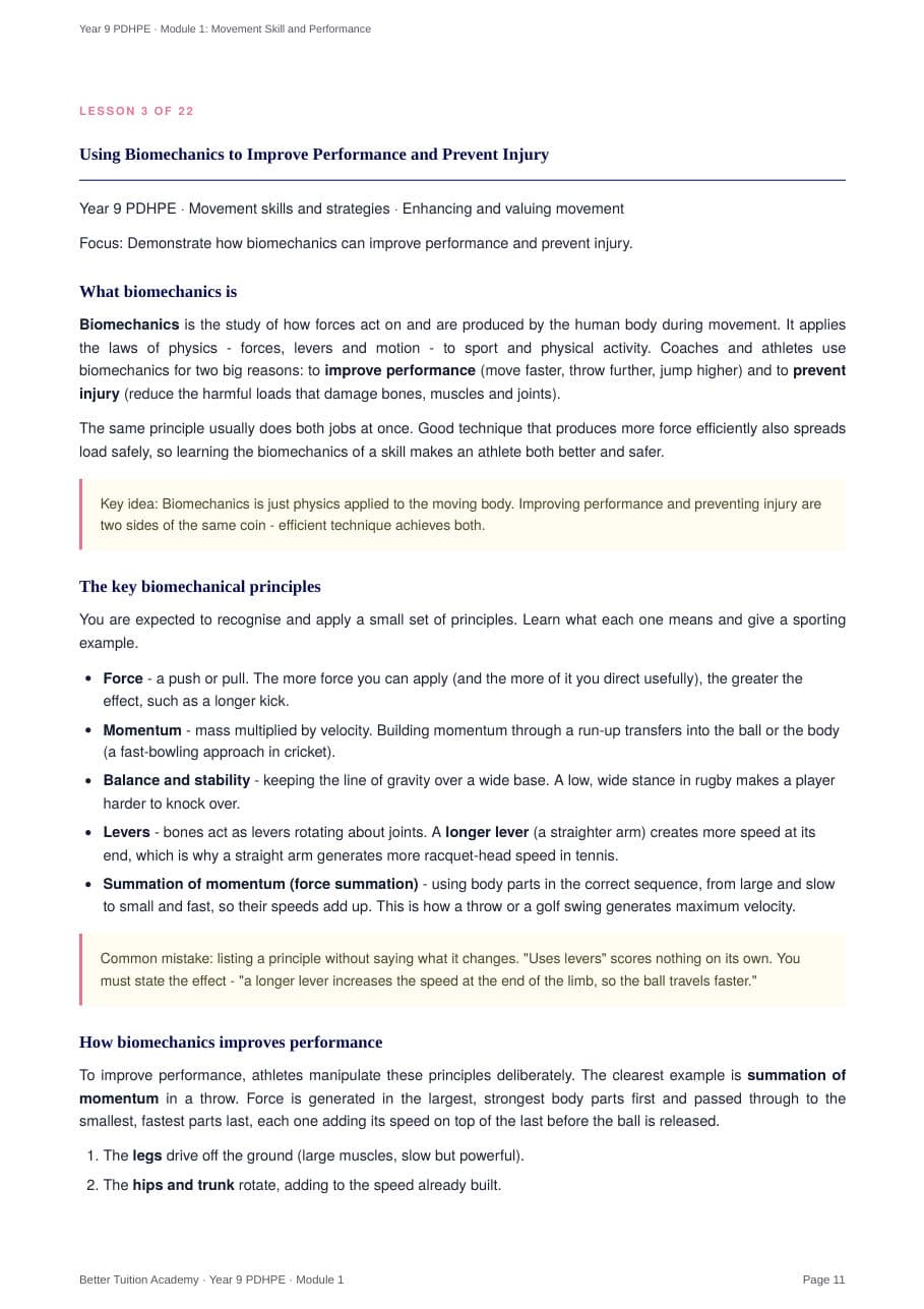 Sample page 4 of the Movement Skill and Performance study guide