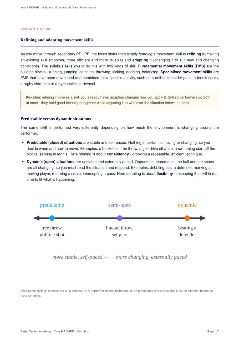 Sample page 5 of the Movement Skill and Performance study guide