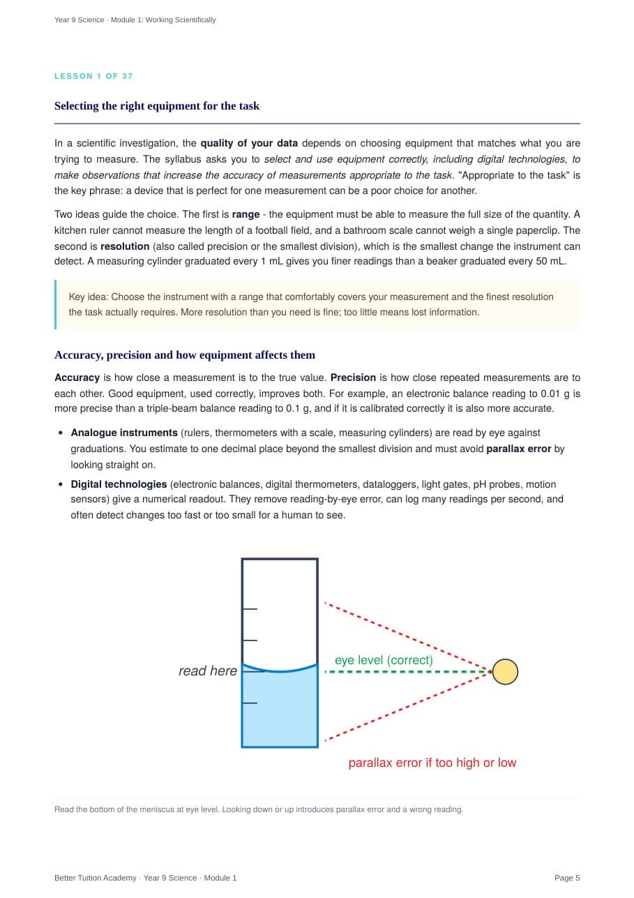 Sample page 3 of the Working Scientifically study guide
