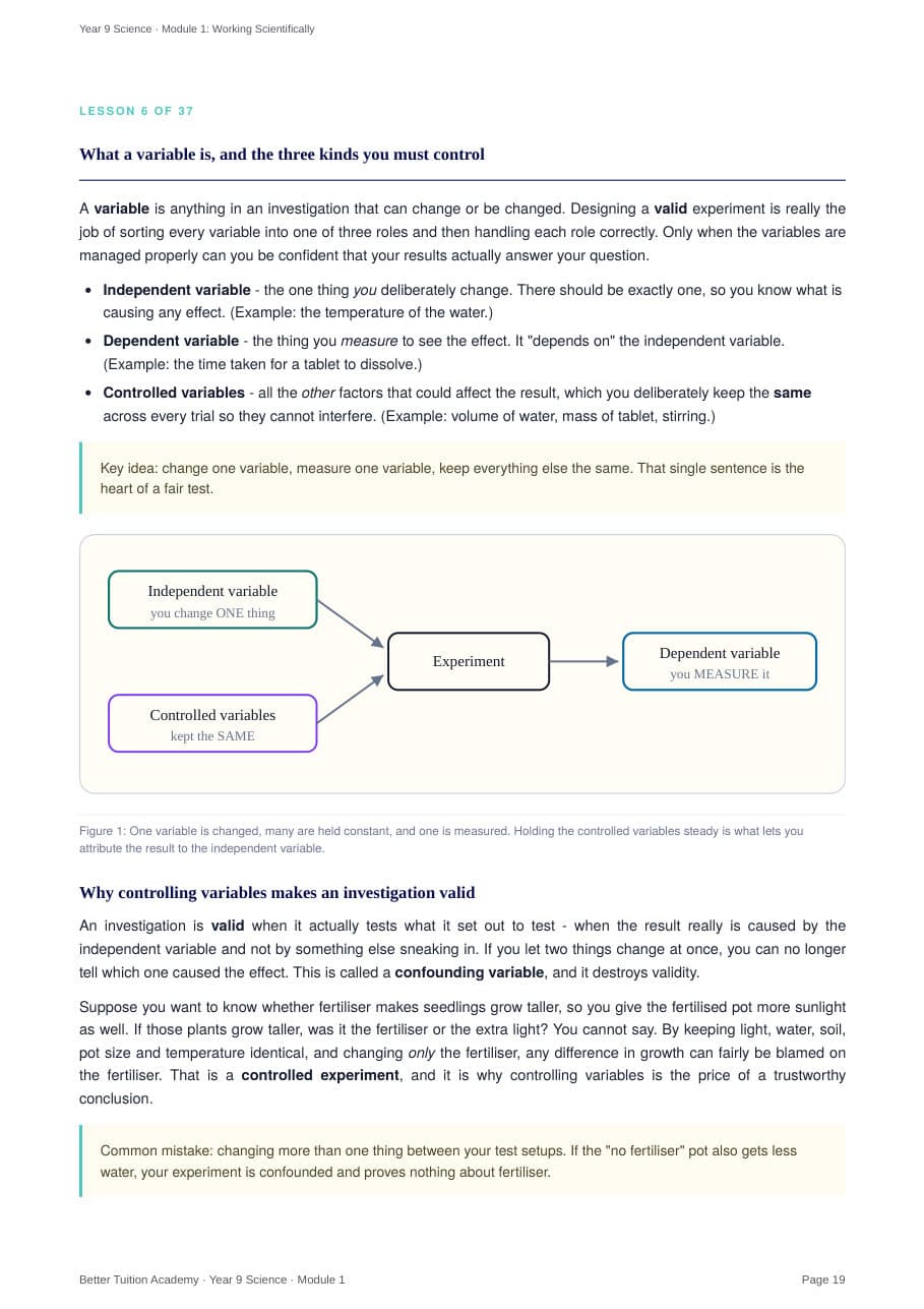 Sample page 4 of the Working Scientifically study guide