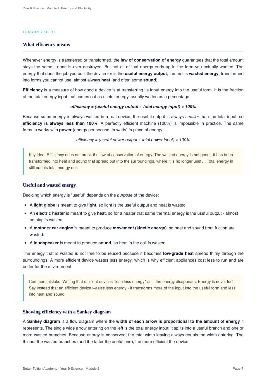 Sample page 4 of the Energy and Electricity study guide