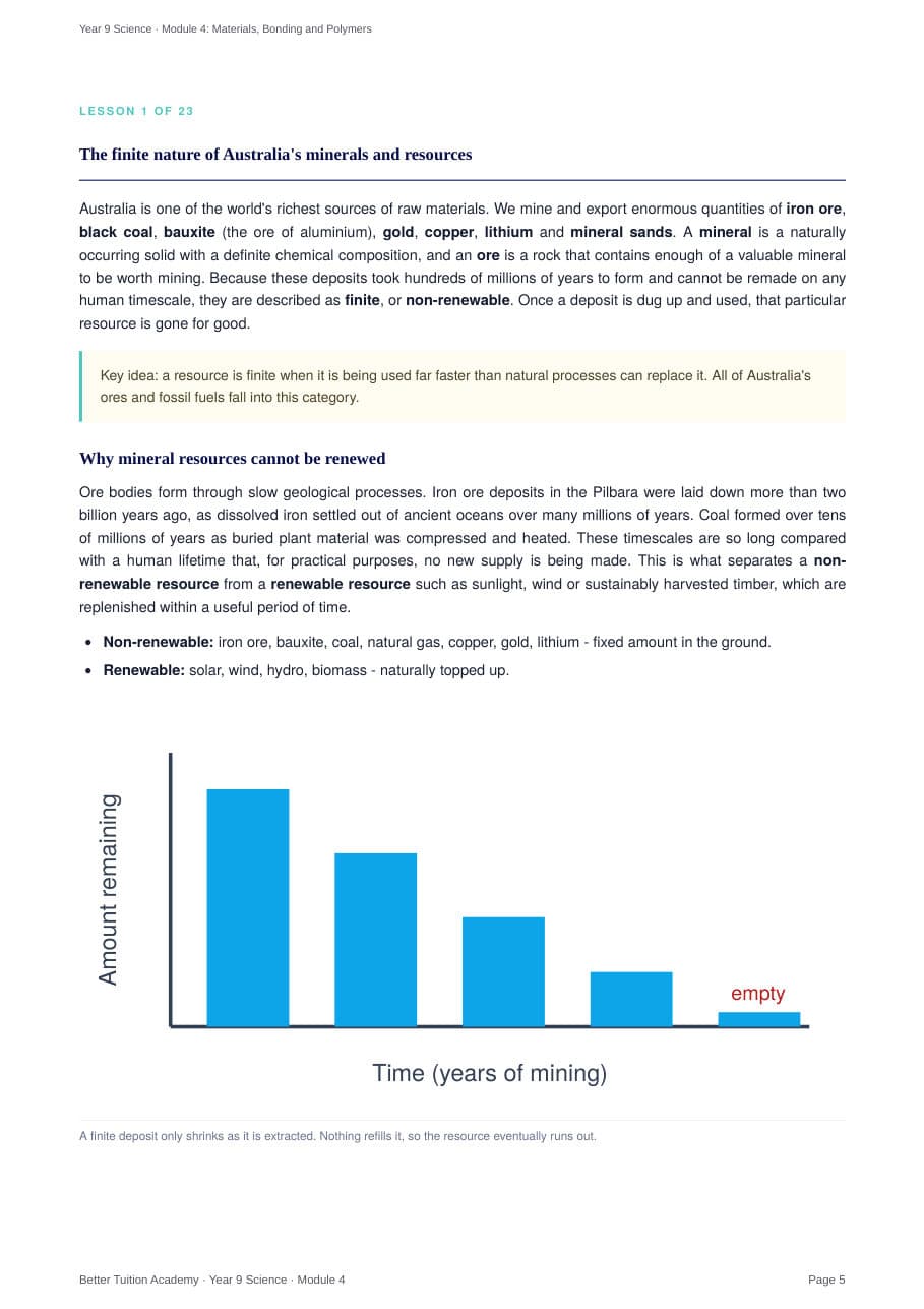 Sample page 3 of the Materials, Bonding and Polymers study guide