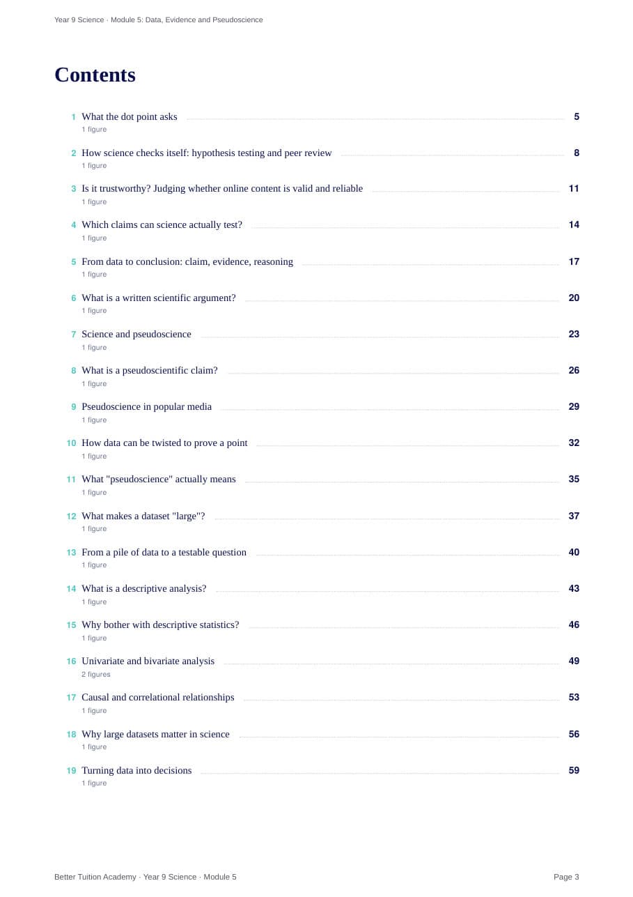 Sample page 2 of the Data, Evidence and Pseudoscience study guide